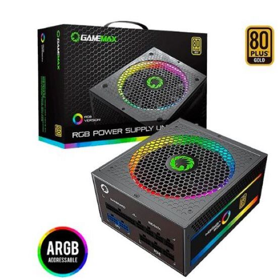 Fuente de Poder 550W (Certificada) - Gamemax RGB-550 - 80Plus Gold - Estandar ATX - Modular (RGB-550)